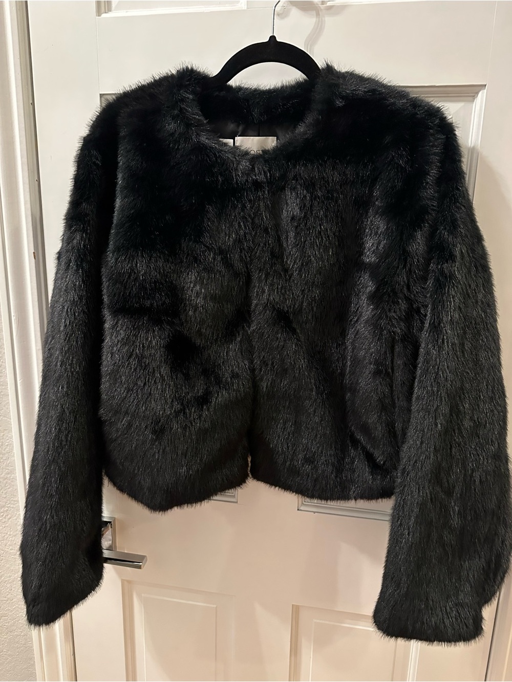LOFT Black Faux Fur Short Jacket